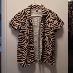 Zebra print button up